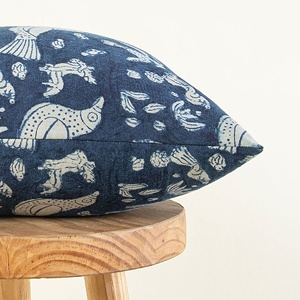 Nueva colección de funda de cojín con estampado de pájaro índigo al por mayor, funda de cojín con estampado de animales, estilo bohemio, funda de cojín de algodón - Product Image 3