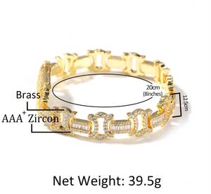 13MM 5AAA CZ Hip Hop <b>Iced</b> <b>Out</b> Bling Link Bracelet 14K Gold Silver Plated Cuban <b>Chain</b> Mens Womens Fashion Jewelry Direct Supplier - Product Image 2