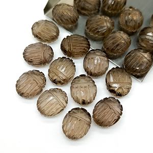 Cuarzo ahumado natural tallado a mano escarabajo egipcio cuentas de piedras preciosas para la fabricación de joyas cuarzo escarabajo encantos de mayorista indio - Product Image 4