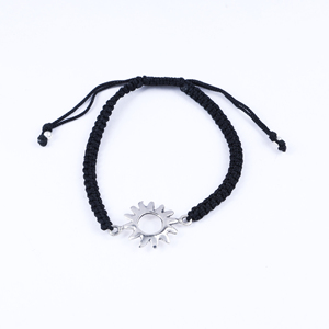 Black Cord Sun Charm Adjustable Fine <b>Bracelet</b> Daily Wear Jewelry Cardboard Stainless Steel Charm Glass Braided <b>Couple</b> Unisex - Product Image 1
