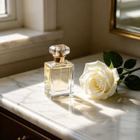 Flacon de parfum vide en verre de luxe personnalisé, 30 ml, 50 ml, 100 ml, avec bouchon magnétique, couvercle carré doré, design de créateur, rechargeable, avec boîte
