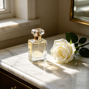 ขวดน้ำหอมแก้วเปล่าแบบเติมได้ ดีไซน์หรูหรา ขนาด 30 มล. 50 มล. 100 มล. ฝาแม่เหล็กสีทองทรงสี่เหลี่ยม พร้อมกล่อง - Product Image 5