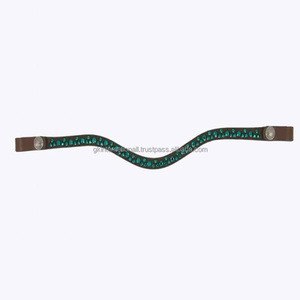 Banda Frontal para Caballo de Alta Calidad con Cristales Hechos a Medida, Piedras de Marca Incrustadas, Cuero Inglés Negro para Carreras de Caballos - Product Image 4