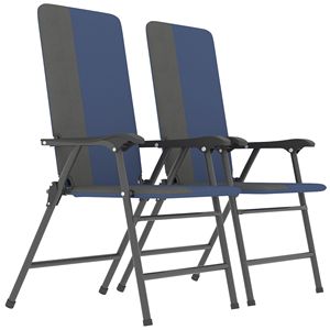Set of 2 Dark Blue Folding Patio <b>Chairs</b> <b>Padded</b> High Back Lawn Camping Armchairs with 600D Oxford Fabric - Product Image 1