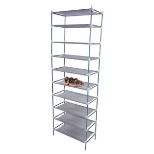 10 Tiers Non-Woven Fabric <b>Shoe</b> Rack Simple Assembly Gray <b>Storage</b> Rack - Product Image 3