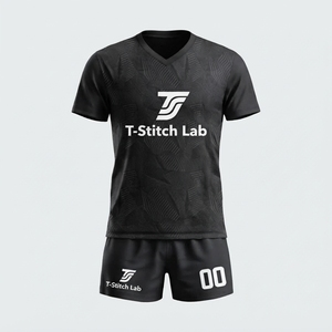 Uniforme de volley-ball pour hommes 100% polyester de haute qualité, toutes saisons, motif uni, col en V, manches courtes, évacuation de l'humidité - Product Image 1