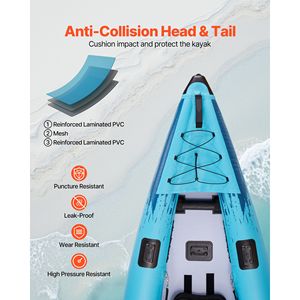Kayak Gonfiabile da Mare per 2 Persone, Capacità 700 LBS, Resistente alle Forature, in PVC, Kayak Ricreativo con Sedile Imbottito - Product Image 3