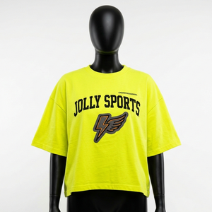 Premium 220 GSM Cotton Jersey Oversize Women T Shirt <b>Neon</b> Yellow Streetwear Graphic Print Rubber Patch Logo Dry T-Shirt - Product Image 5