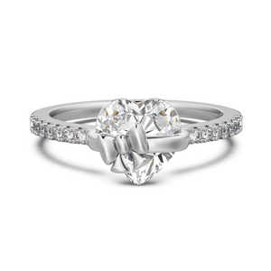 Elegante Anillo de Compromiso de Moissanita con Lazo de Corazón, Bicolor, Plata de Ley 925, con Pavé, Anillo de Boda para Mujer, Regalo de San Valentín - Product Image 6