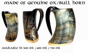 Verre à bière en corne de Viking authentique, fait main, avec base en bois, idéal pour la méad - Product Image 6