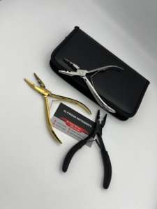 Alicates Profesionales de Dos Orificios de Acero Inoxidable para Extensiones de Cabello, Kits de Herramientas con Logotipo Personalizado, Acabado Negro Mate, Dorado y Plateado - Product Image 3