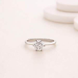 Classic VVS Moissanite Diamond <b>Solitaire</b> Engagement <b>Ring</b> 925 Sterling <b>Silver</b> White Gold Plated Promise <b>Ring</b> For Women Jewelry - Product Image 2