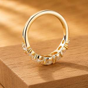 Anillo de compromiso ovalado y redondo con diamante cultivado en laboratorio, corte rosa, para mujer, oro macizo de 10K, 14K, 18K, color DEF, claridad VS, VVS, anillo de boda - Product Image 5
