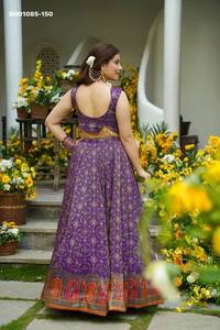 Designer Fancy Organza Silk with Printed & Animal-Motif Border Design Lehenga-Fancy Lace Choli <b>Readymade</b> Set Wholesale Supply - Product Image 6