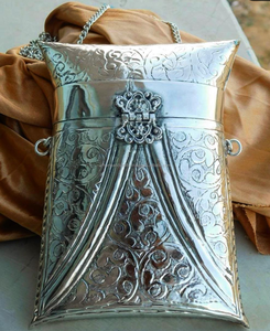 Handmade Metal Clutch Bag Vintage Hand Embossed Gold and Silver Plated Brass Potlli <b>Sling</b> Bags Golden Ball Handbag - Product Image 5