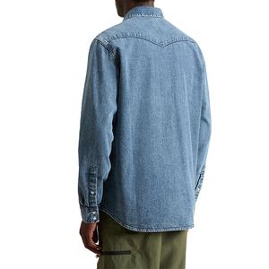 Everyday Blue Cotton Denim Breathable Long Sleeve Washed <b>Button</b> Up Men's <b>Shirts</b> Regular Fit - Product Image 6