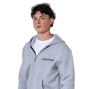 Sweat-shirt à capuche zippé pour homme, sans cordon de serrage, en molleton, avec deux poches avant, design poche poitrine et dos large, style streetwear, 100% coton - Product Image 3