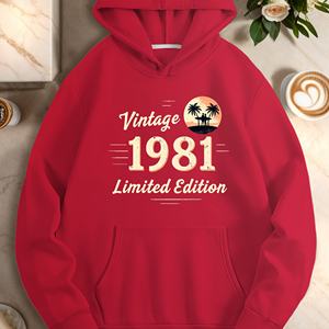 Sudadera con Capucha Casual para Mujer, Edición Limitada Vintage 1981, Tejida, 100% Poliéster, Estampado por Transferencia de Calor - Product Image 4