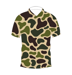 เสื้อโปโลลายพรางสีน้ำตาลมะกอกสำหรับผู้ชาย แขนสั้น สไตล์ลำลอง พิมพ์ลาย เสื้อยืดกอล์ฟ - Product Image 1