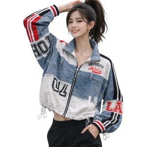 Último Modelo Chaqueta con Capucha de Mezclilla Estilo Universitario de Lujo para Mujer, Marca de Moda, Venta al por Mayor, de Gran Calidad - Product Image 3