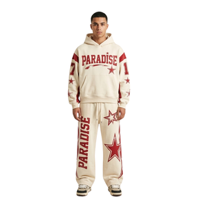Custom Gothic <b>White</b> Flame Artwork Loose Pullover <b>Joggers</b> Cotton Fleece Printed Alternative Gothic Pullover <b>Jogger</b> Set Tracksuit - Product Image 3