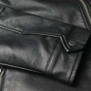 Abrigo de cuero genuino granulado negro, talla grande, chaquetas para hombre 2026 - Product Image 3