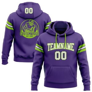 Sudadera con Capucha de Fútbol Personalizada con Diseño Nuevo, Color Morado, Blanco y Verde Neón, Venta Directa al Por Mayor - Product Image 1