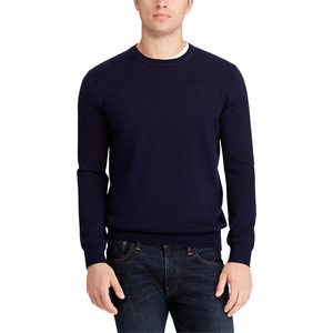 Suéter Unisex Azul Marino de Cuello Redondo, 100% Algodón Tejido, Corte Regular, Color Sólido, Casual, Transpirable, Forrado, Ecológico - Product Image 1
