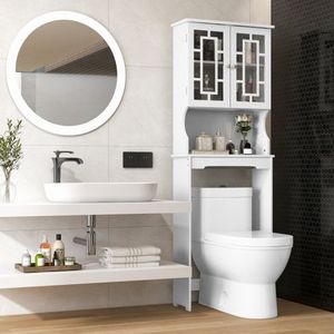 Armadietto Salvaspazio per Bagno con Ripiani Sopra il WC - Product Image 1