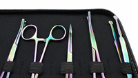 Outils et fournitures de studio de piercing professionnel, ensemble d'outils de piercing corporel, instruments de piercing en acier inoxydable revêtu de titane arc-en-ciel