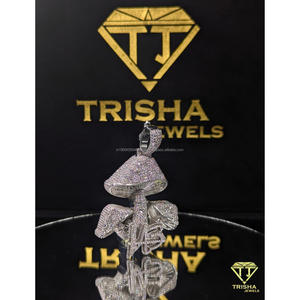จี้รูปเห็ดประดับเพชรโมอิสซาไนต์ VVS ได้รับการรับรองจาก GIA ชุบทอง 18K เงินแท้ 925 สไตล์หรูหราฮิปฮอป โดย Trisha Jewelry - Product Image 1