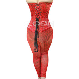 Compra Nuestro Conjunto de Corsé Reductor de Cintura con Estampado de Cocodrilo Rojo y Leggings Estampados - Product Image 3