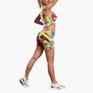 Ensemble de sport 2 pièces pour femme : soutien-gorge de sport dos croisé et short taille élastique uni, séchage rapide, haute qualité, vente en gros personnalisée - Product Image 5