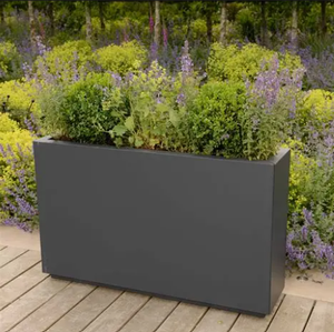 Modern <b>Rectangular</b> Metal Garden Planter Box Outdoor Balcony Patio Flower <b>Pot</b> Large Black <b>Plant</b> Container Tall Trough Planter - Product Image 3