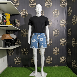Shorts Bermuda en jean pour femme à taille haute, imprimé floral, avec ourlet effiloché, style décontracté - Product Image 2