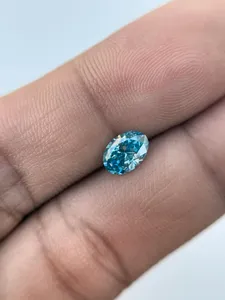 Diamant ovale de taille 5*3 mm, couleur bleu vif fantaisie, clarté VVS-VS, diamant CVD cultivé en laboratoire pour la fabrication de bijoux fantaisie - Product Image 4