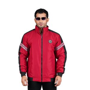 Veste de moto pour homme à blocs de couleur, col montant, coupe-vent, fermeture éclair, rembourrée, pour l'hiver - Product Image 3