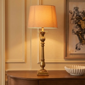 Imperial <b>Pinecone</b> Metal Table Lamp with Linen Tapered Shade Antique Brass Finish Decorative Carved Base Warm Glow - Product Image 5