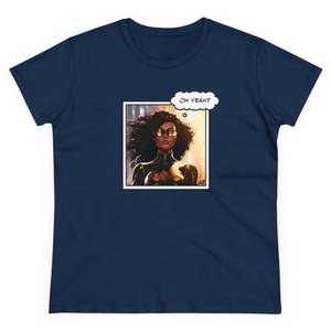 Camiseta Blanca de Cuello Redondo para Mujer con Estampado de Personajes de Cómics, Diseño Oh Yeah, Corte Regular, Estilo Casual, 100% Algodón Jersey - Product Image 3