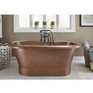 Bañera Ovalada Antigua de Cobre con Patas de Gato, Bañera de Metal Resistente para Adultos - Product Image 2