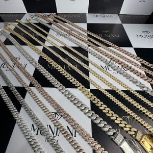 Collar de Cadena Cubana Vintage Unisex, Chapado en Oro, con Diamante Cultivado en Laboratorio Certificado por IGI, Plata S925, Moissanita VVS Personalizada, Corte Brillante - Product Image 1