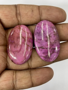Thulite rose naturelle, pierres précieuses en vrac, cabochons de forme ovale, lot de 10 pièces, 95g, fournisseur en gros de pierres précieuses en vrac pour les acheteurs chinois - Product Image 2