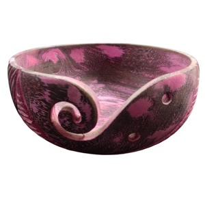 Customized Pink Antique Mango Wood Round Vintage Multi-purpose High-Quality Creative <b>Hand</b>-crafted Home Decor Natural Yarn Bowl - Product Image 3