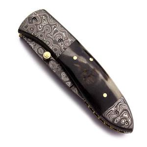 Cuchillo de Bolsillo de Acero de Damasco Hecho a Mano de Alta Calidad con Funda de Cuero, Regalo Perfecto con 3 Años de Garantía, Ideal para Camping, para Padre, Compatible con OEM y ODM - Product Image 2