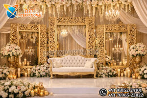 Escenario de Boda de Lujo Estilo Bollywood, Personalizable, de Fibra Blanca Tallada, Elegante Escenario Abierto Jodha Akbar, EE. UU. - Product Image 3