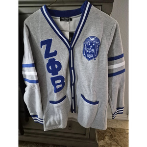 Zeta Phi Beta Sorority INC University Chenille And Embroidery Logo <b>Cardigan</b> <b>Sweater</b> - Product Image 1