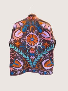 Veste Bohème à Col Mandarin Brodé de Motifs Floraux, Manches Longues, Grande Taille, pour Femme, Automne, Décontractée, en Coton, Fermeture Éclair - Product Image 2
