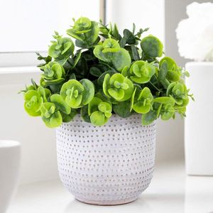 Simpatiche Piante Artificiali di Lysimachia, Fiori Finti e Vegetazione in Vaso di Ceramica per Decorazione Casa, Ufficio, Tavolo, Scrivania, Soggiorno - Product Image 1