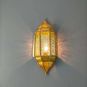Vintage Moroccan <b>Brass</b> Wall Sconce <b>Lantern</b> Intricate Cutout Design Home Decoration - Product Image 3