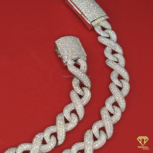 Fine Hip Hop Jewelry Necklace 925 Sterling Silver in Moissanite Diamond for Certified <b>Infinity</b> Link Chain - Product Image 3